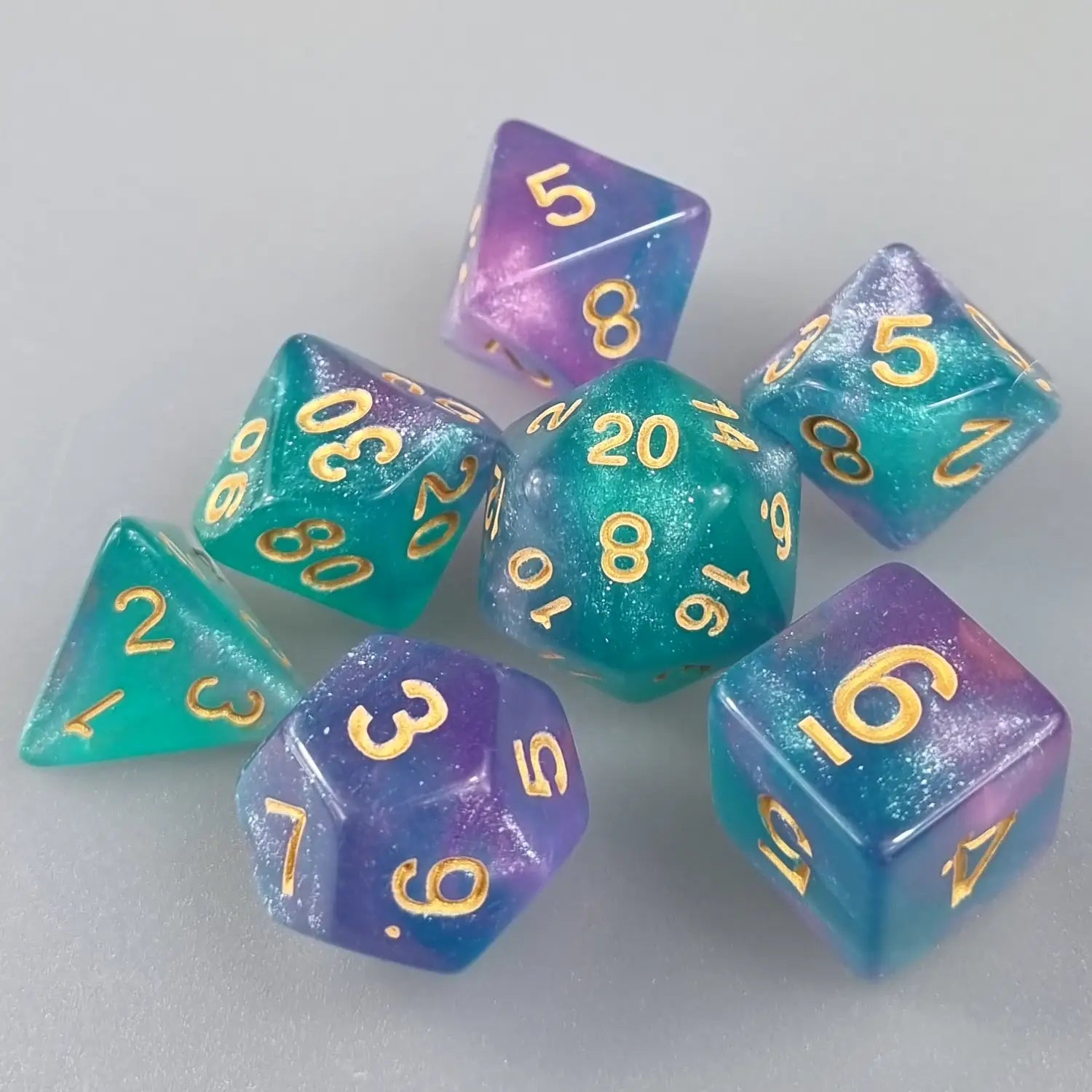 Turquoise & Purple Cosmos Dungeons & Dragons Dice Set