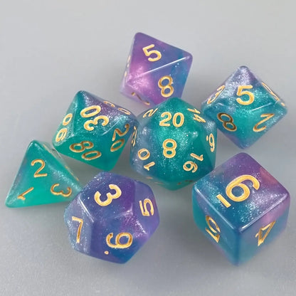 Turquoise & Purple Cosmos Dungeons & Dragons Dice Set