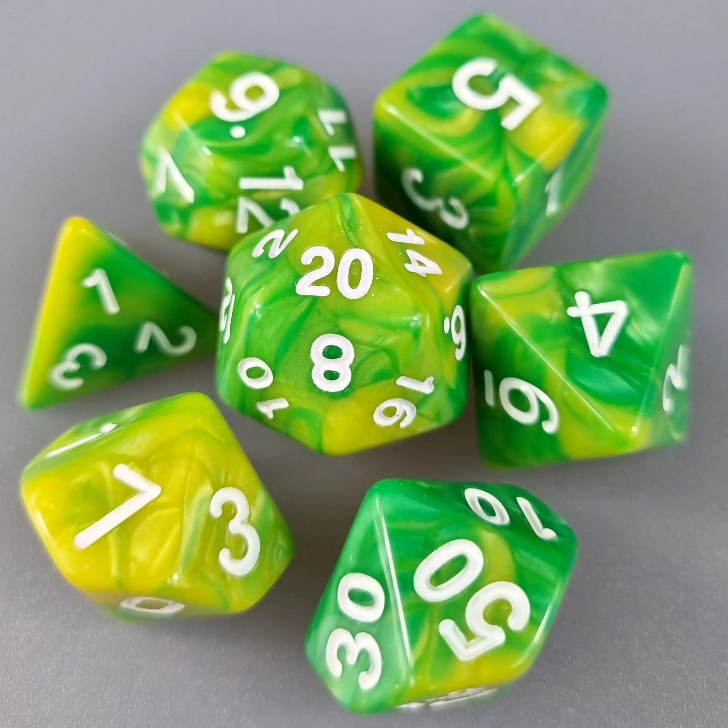 Green Dual Swirl Dungeons & Dragons Dice Set