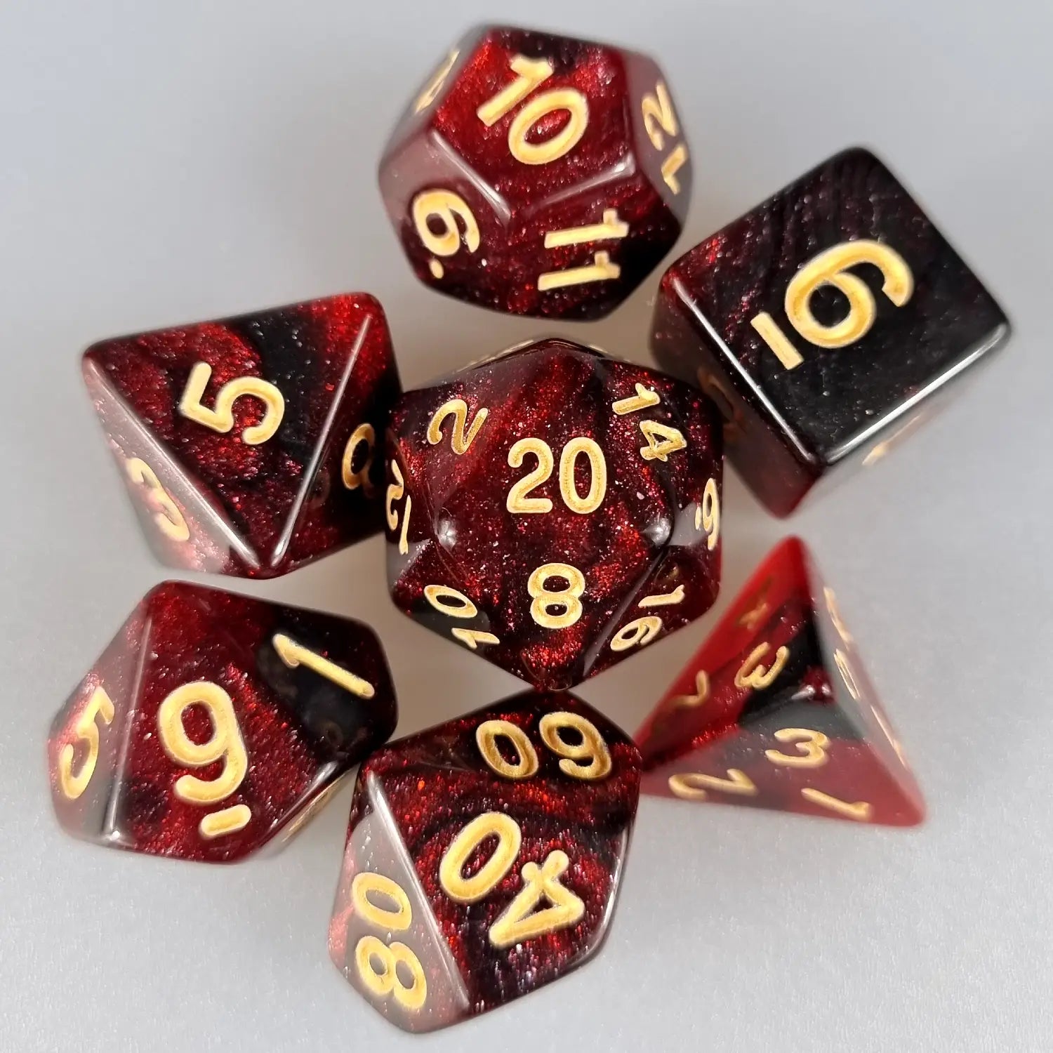 Red & Black Cosmos Dungeons & Dragons Dice Set