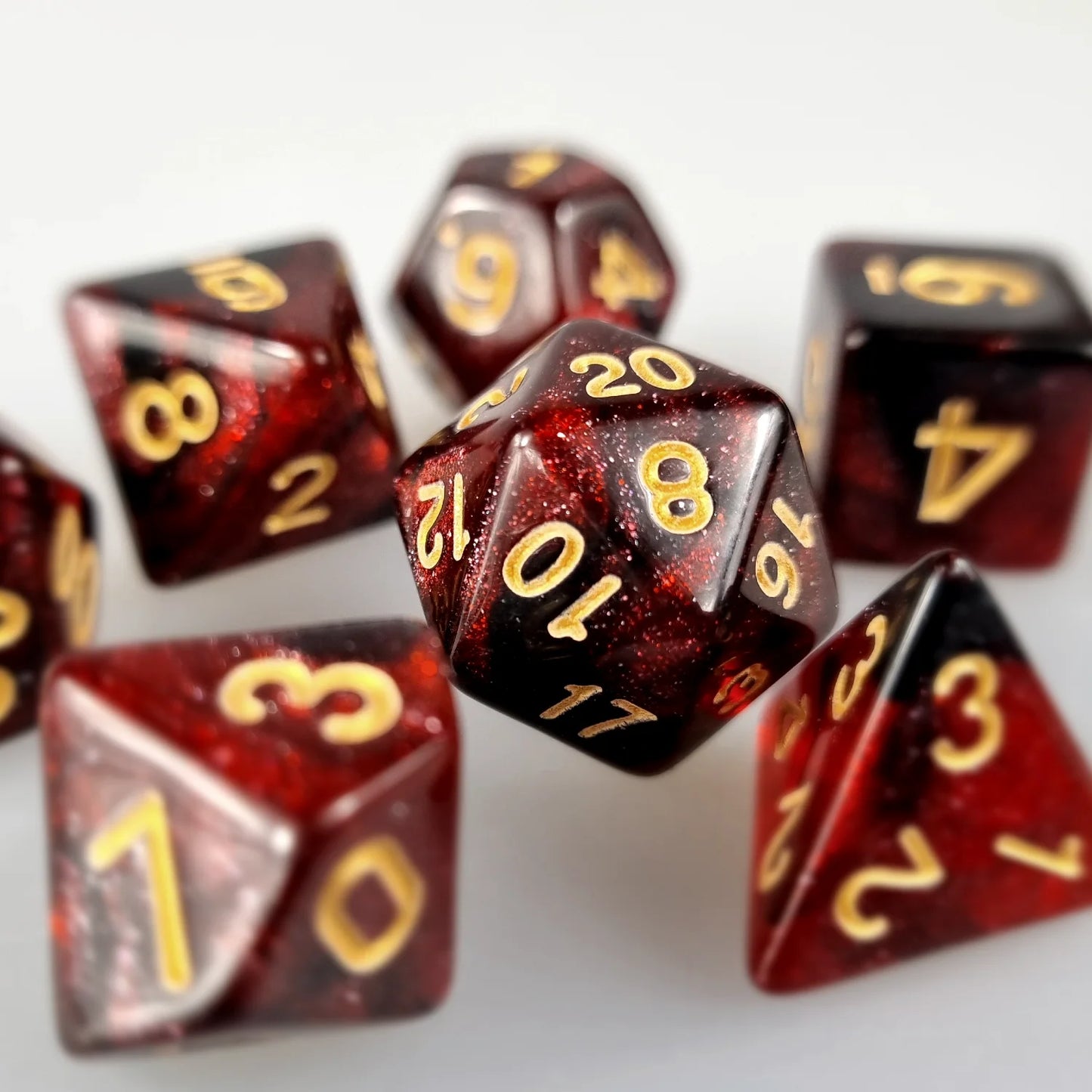Red & Black Cosmos Dungeons & Dragons Dice Set