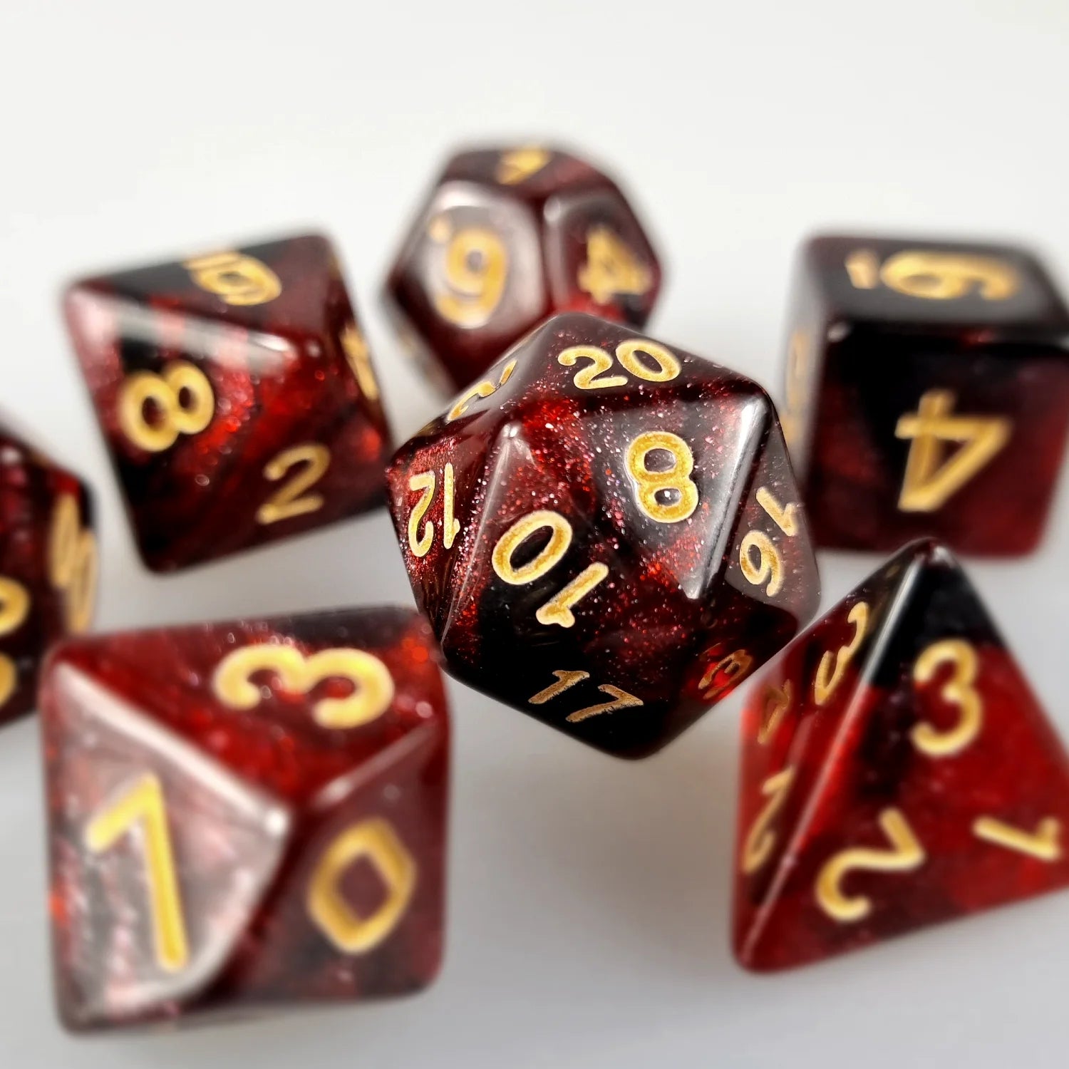 Red & Black Cosmos Dungeons & Dragons Dice Set