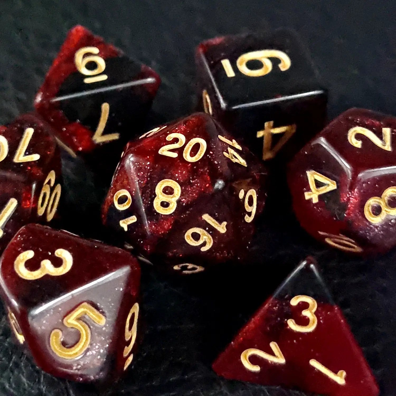 Red & Black Cosmos Dungeons & Dragons Dice Set