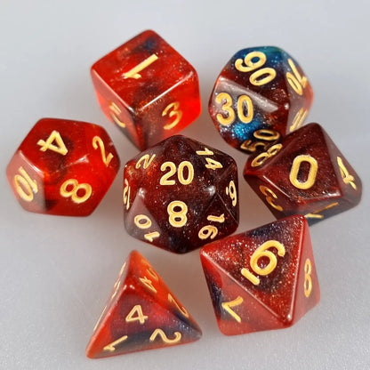Blue & Orange Cosmos Dungeons & Dragons Dice Set
